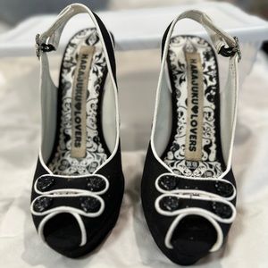 Harajuku lovers black & white heels size 6